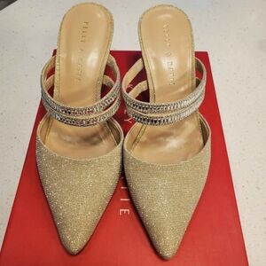 Kelly & Katie Gold Glitter Heels with Silver Accents